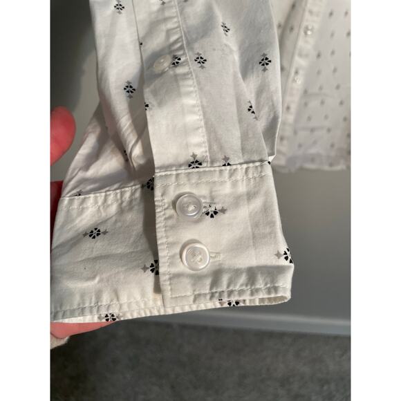 Garnet Hill Classi Floral Print Pima Cotton Button Down Long Sleeve Top Size 12 - Picture 5 of 11